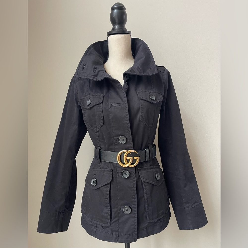 H&M Women’s Black Twill Utility Trench Jacket